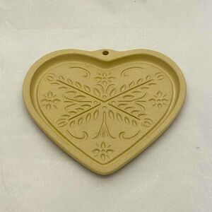 Shortbread Cookie Mold Pampered Chef Stoneware 2000 Anniversary Heart, VTG EUC